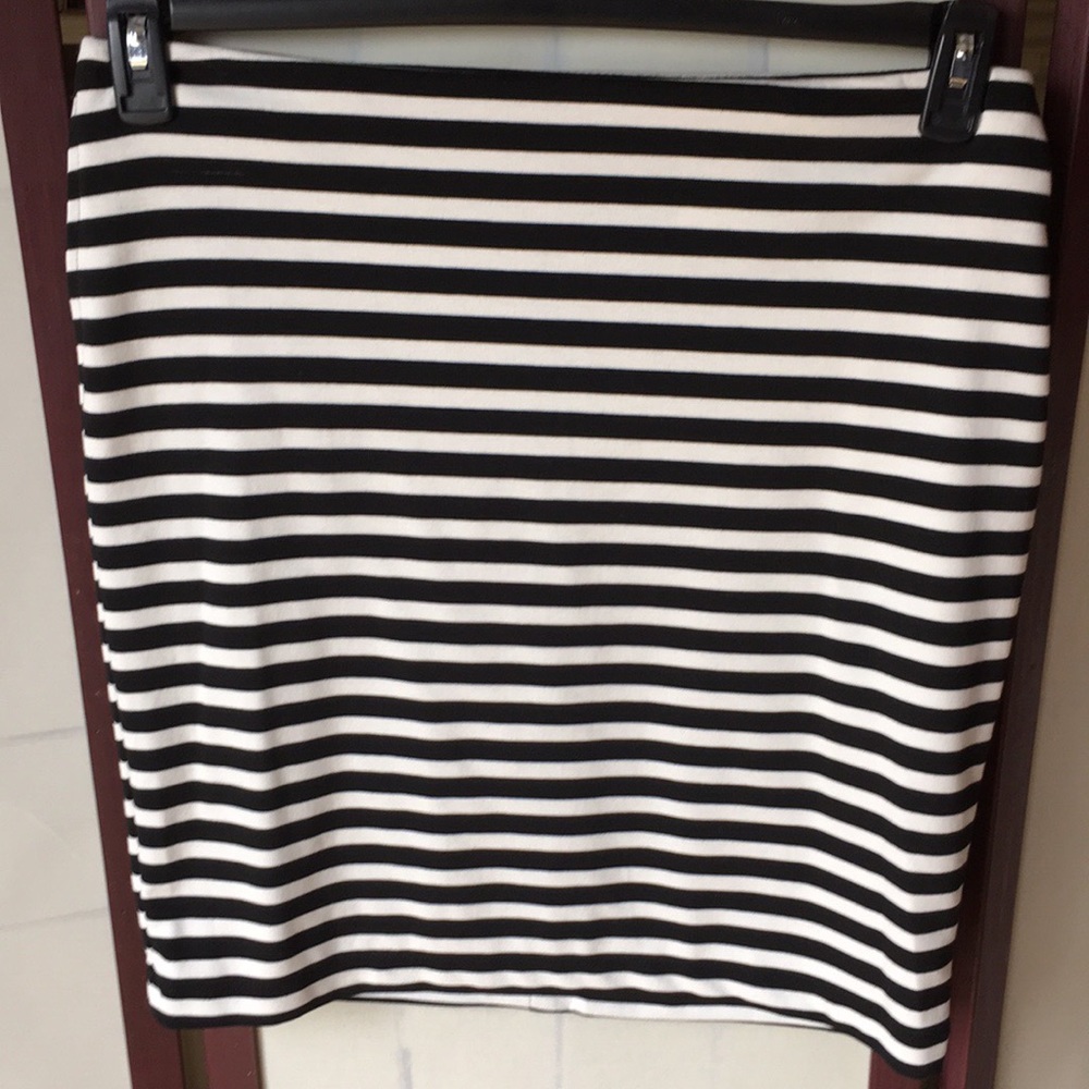 Black and White Striped Skirt